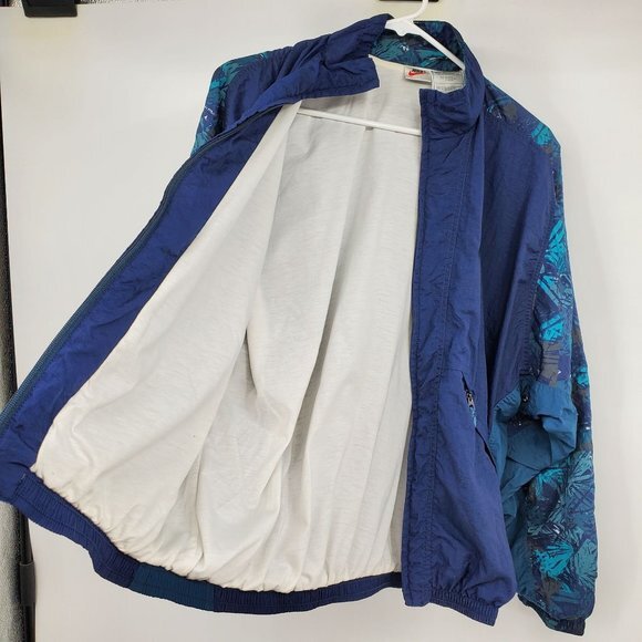 Vintage Nike Blue‎ Teal Abstract Windbreaker Jacket Small 90s Streetwear Skater - Picture 4 of 10
